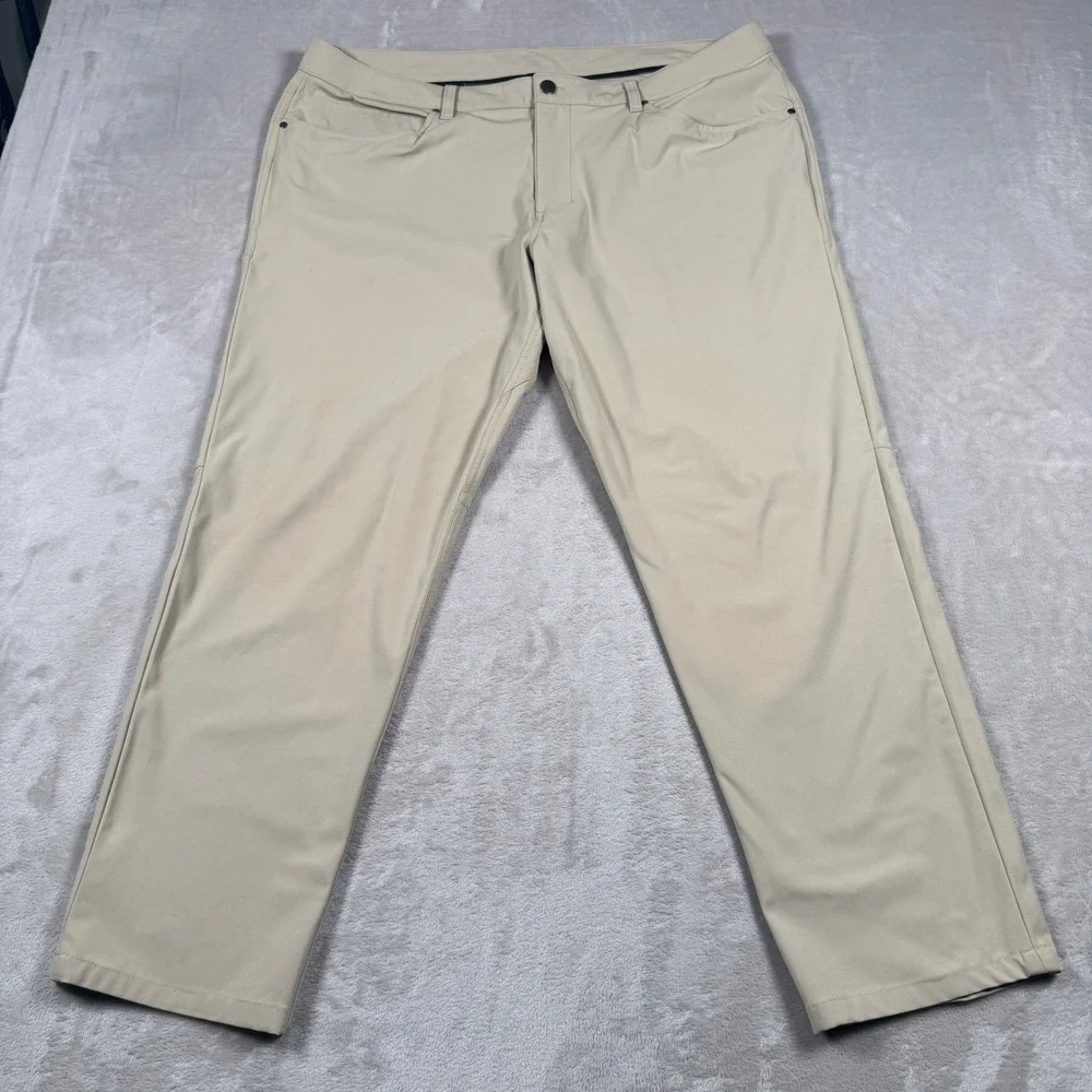 Lululemon Commission Pants Mens 40 Tan Warpstreme Chino Trousers